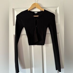 Garage - women’s XS Black Ribbed Cropped Button Down Top